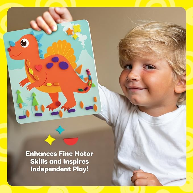 Dan&Darci Foam Sticker Art Craft for Kids - Toddler Arts & Crafts for Ages 3-5 - Boys 4-6 Birthday Gift - DIY Kid Activities Ages 3 4 5 6 Years - 4 Year Old Boy Gifts - Mess Free Craft Activity