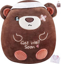 Get Well Soon Plush Bear - Teddy Bear Plush Toy with Injury Bandage, Kids' Pillow Cushion, Get Well Soon Gifts for Patient Kids, Dark Brown, 8 Inch