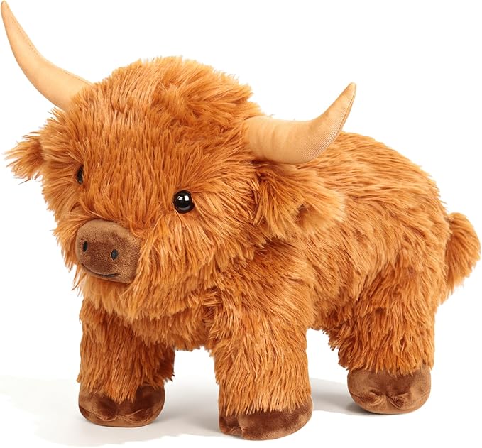 Wepop Highland Cow Weighted Stuffed Animals 16in 5 lbs, Weighted Stuffed Animal Highland Cow Plush, Adorable Cattle Stuffed Animal Décor Gifts for Kids and Adults