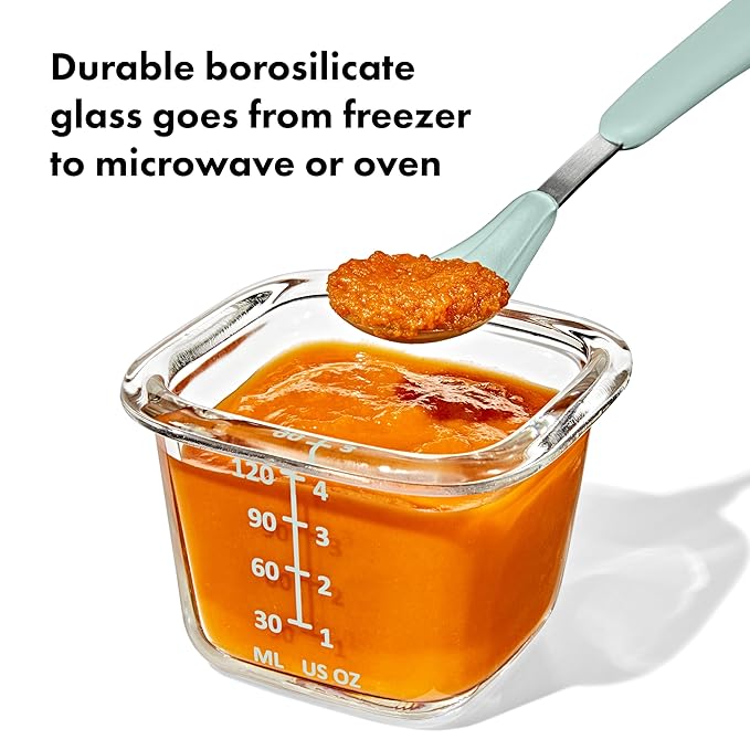 OXO Tot Glass Baby Blocks Food Storage Containers (4 oz) - Opal