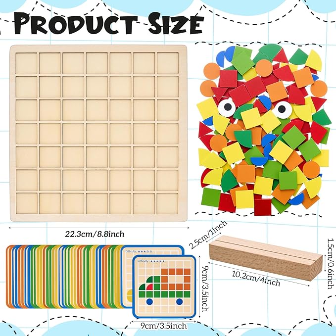 Soulchen 120 Pcs Wooden Matching Puzzle Blocks, Dementia Activities for Seniors, Elderly, Alzheimers Patients, Cognitive Therapy Puzzle, Brain Occupational Gift, Senior Care Gift, Nursing Home