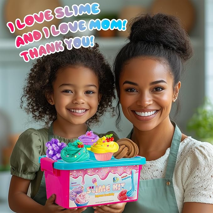 Jumbo Slime Kit for Girls, Party Favors for Kids, Adorable Slime Making Kit to Make Butter Slime, Confetti Slime, Multiple Slimes Making, Stress Relief Toy for Childrens, Ideal Gift