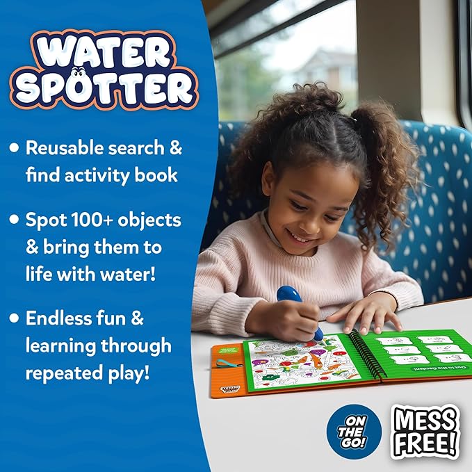Skillmatics Reusable Search & Find Book - Water Spotter, Mess-Free, Paint with Water Kits, Fun Learning Activity, Travel Toy, Gifts for Boys & Girls Ages 4, 5, 6, 7, 8