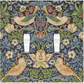 Decorative Switch Plates Morris Strawberry Thrush Birds Colorful Plants 2 Gang Double Toggle Outlet Light Switch Cover Wall Plate Electrical Faceplate For Bed Room Living Room Decor
