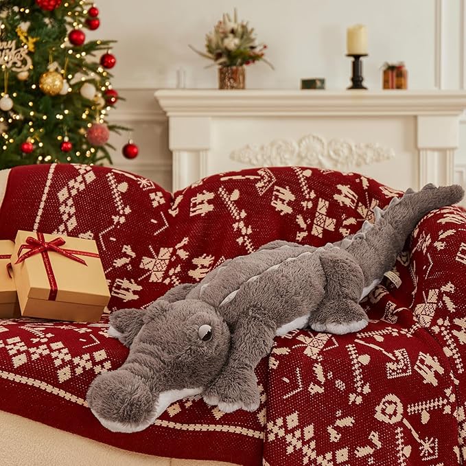 MorisMos 46 inch Giant Alligator Stuffed Animal, Soft Large Alligator Plush Pillow Toy, Big Stuffed Crocodile Gifts for Kids Boys Girls
