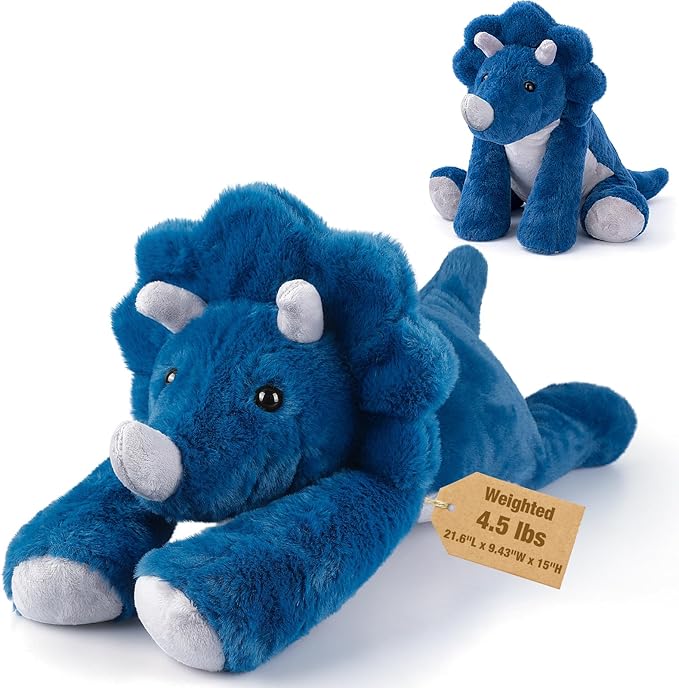 24" & 4.5lbs Triceratops Stuffed Animal, Sitting & Laying Weighted Stuffed Animals, Cuddly & Soft Weighted Triceratops Plush for Adults & Kids, Triceratops Gifts for Christmas & Valentine’s Day
