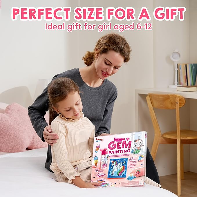 Klever Kits 16 Projects Gem Painting, Kids Diamond Art Kit for Kids with 5D Diamond, Arts and Crafts for Girls Ages 6-12, Gem Craft Activities Kits, Premium Art Gift Ideas for Girls Ages 6, 7, 8+