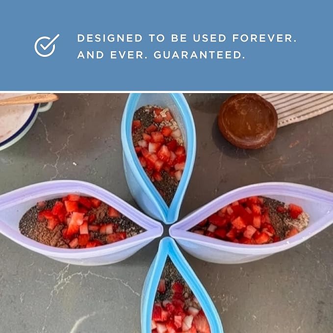 Stasher Silicone Reusable Storage Bags, 3-Pack Bowls, Reusable Freezer Bags, Microwave, Dishwasher, Oven Safe, Sous Vide, Premium Lunch Containers, Eco Friendly, Food Storage Bag, Snack Bag, Clear | Reusable Food Bags