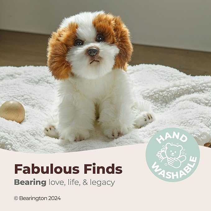 Bearington Collection Shih Tzu Stuffed Animal Plush Puppy - 13-Inch Barkston Shih Tzu - Realistic Soft & Cuddly Stuffed Dogs That Look Real - Toy Dog Yorkie Plush for Kids