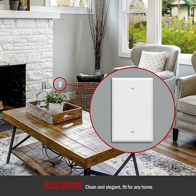 ENERLITES Blank Device Wall Plate, Gloss Finish, Mid-Size 1-Gang 4.88" x 3.11", Unbreakable Polycarbonate Thermoplastic, UL Listed, 8801M-W, White (Pack of 2)