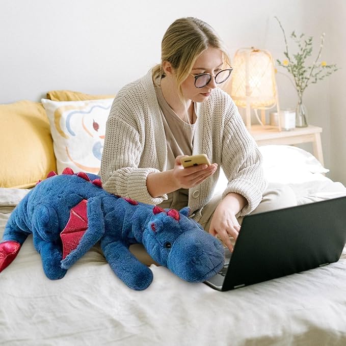 Pterosaur Stuffed Animal with Wings - Cute Soft Dinosaurs Plush Toys Little Flying Dragon Plushies Pillow Doll Christmas Birthday Gifts for Kids Boys Girls (Blue,59.05inch/150cm)