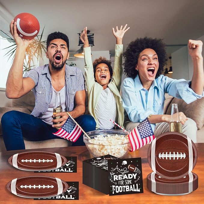 50Pcs Football Party Paper Plates and Napkins Football Dessert Plates Football Theme Party Decorations Super Football Tableware Set Serves 25 Guest Game Day Tailgate Sports Birthday Party Supplies