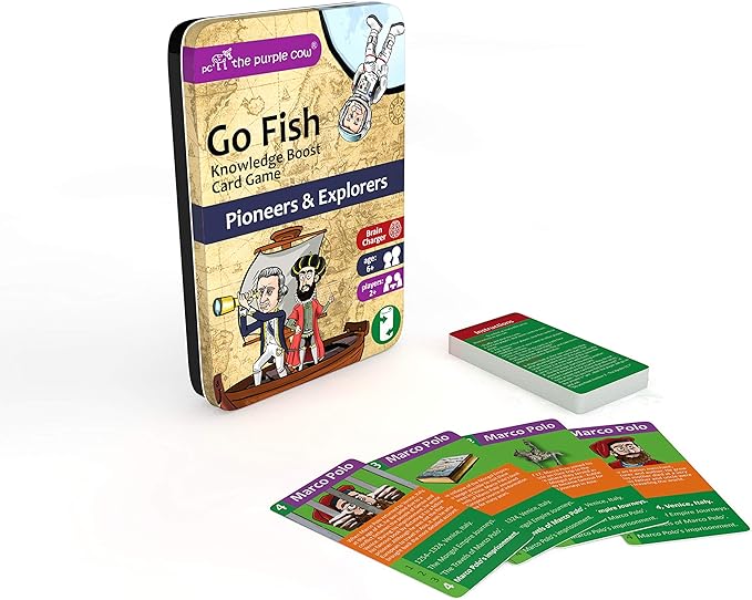 The Purple Cow Go Fish! - Pioneers & expolorers - The Classic Card Game with a General Knowledge Boost for Kids & Families Ages 6+