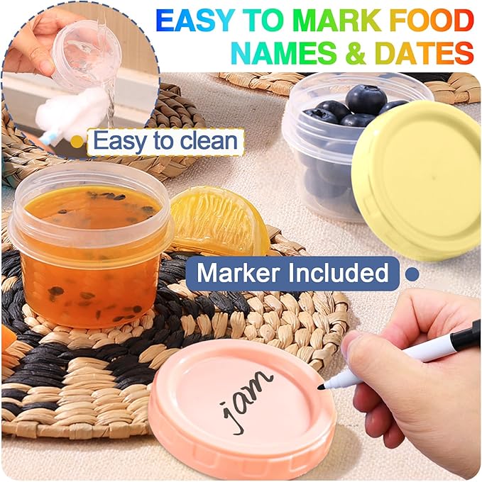 Yomarket 24pcs 2 oz Salad Dressing Container To Go Small Sauce Containers with Lids, Reusable Condiment Cups for Lunch Box, Leakproof, Freezer, Microwave & Dishwasher Safe