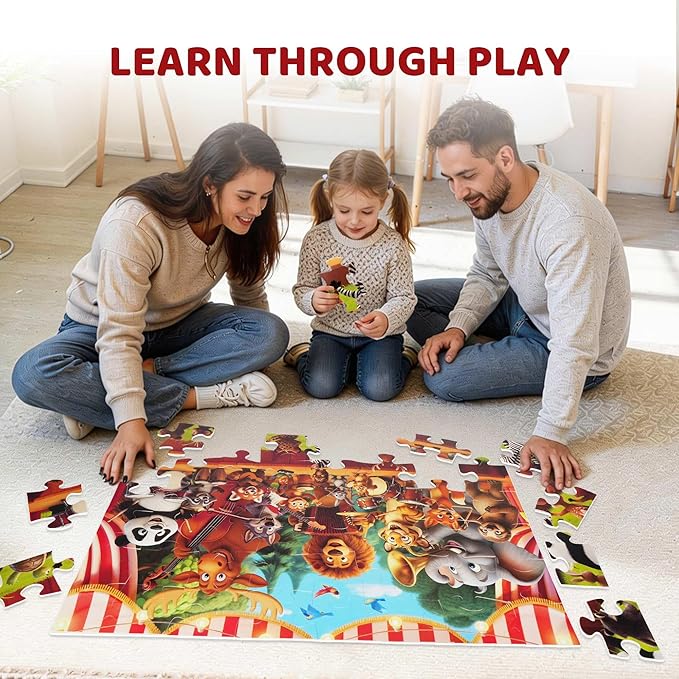 BenBen Floor Puzzles for Kids, 48 Piece 2 x 3 feet Forest Animals Puzzles for Kids Ages 4-6, Large Jigsaw Puzzles for Toddlers, Gift for Boys Girls