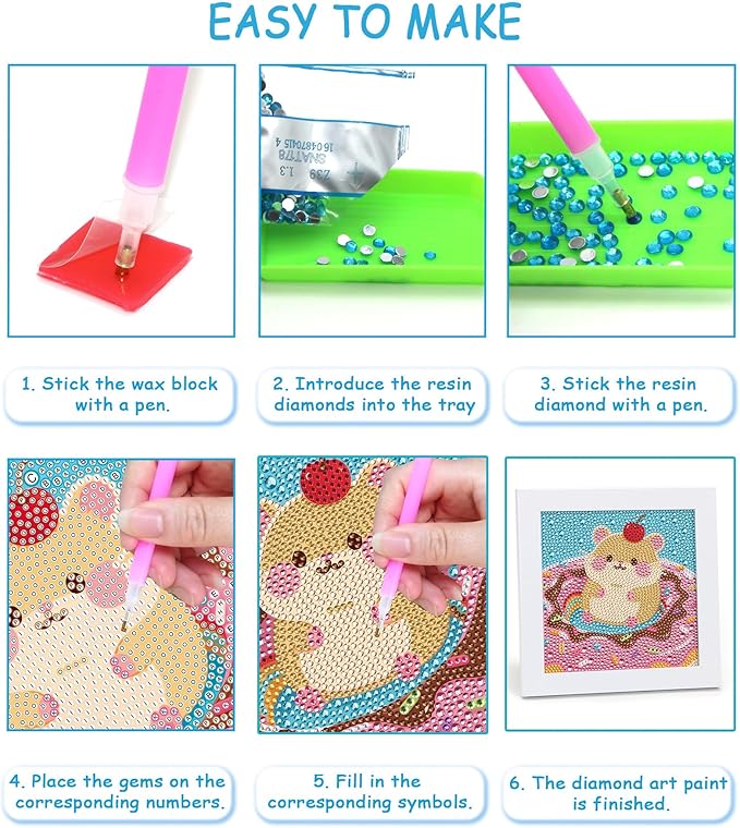 Libfx Diamond Art Kits for Kids with Frame Diamond Art for Girls Boys Beginners Arts and Crafts Ages 8-12 Birthday Gifts (Hamster)