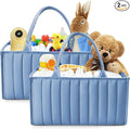 SWEET DOLPHIN 2-Pack Baby Diaper Caddy Organizers, Stylish Storage Baskets for Newborn Essentials, Diaper Station & Car Travel, Value Bundle for Baby Shower Gifts & Registry Must-Haves - Grayish Blue