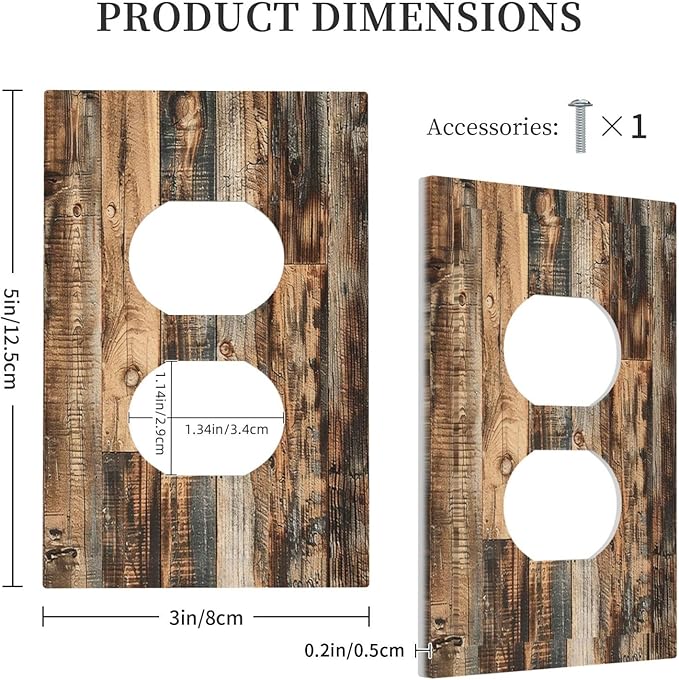 Outlet Covers Rustic Brown Wood Pattern Splice Plank 1 Gang Duplex Light Switch Cover Decorative Switch Plates Electrical Receptacle Faceplate Wall Plate For Farmhouse Cabin Decor