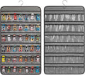 Toy Cars Wheels Storage Holder Matchbox Cars Organizer Dual Sided Hanging Toy Cars Display Case with 84 Clear Pockets (Dual Sides-Grey)