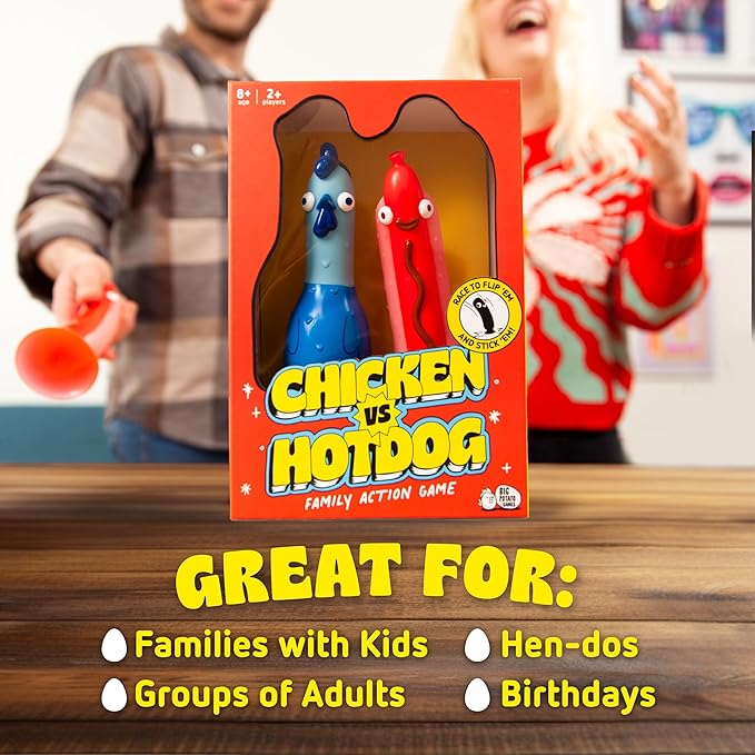 Big Potato Chicken vs Hotdog: Hilarious Party Game | Flippin' Fun for the Kids, Teens and Adults | Like Bottle Flipping But Better | Bonus Content Included