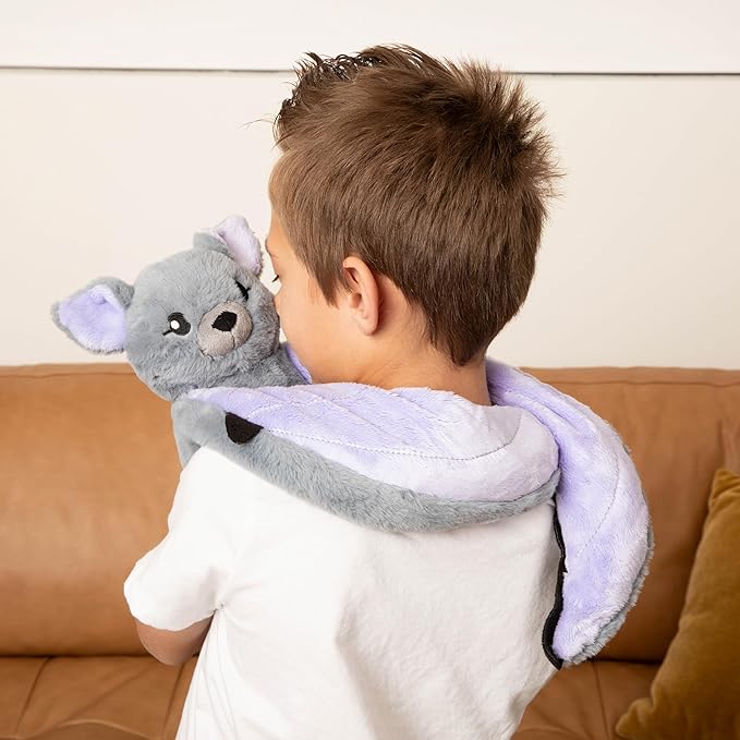 HUGIMALS Hugarounds Berkeley the Bat 2.5 lb Microwaveable & Freezable Weighted Plush Neck & Shoulder Wrap | Soothing, Comforting Hugs for Self-Care & Relaxation | Unscented for Ages 2+