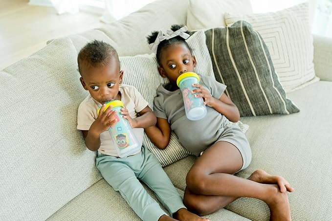The First Years Cocomelon Insulated Straw Cups - Silicone Straw Cups for Toddlers - Kids Water Bottles Ages 18 Months and Up - 2 Count