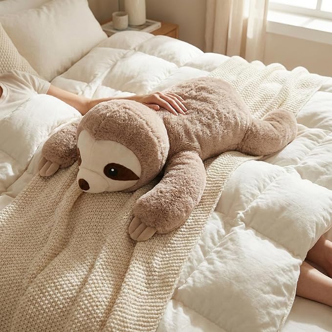 WEIGEDU Large Weighted Sloth Stuffed Animal Plush Toy with Embroidered Eyes and Removable Weight Pack - 28 Inches, 5 lb for Kids and Adults
