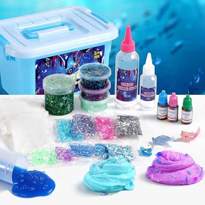 OPLDYRK Slime Kit for Girls Ages 8-12 Mini Butter, Clear, Water, Cloud Slimes, Slime Making Kit for Kids DIY Craft Kits,6 7 8 9 10 Year Old Girl Birthday Gift Cute Stuff