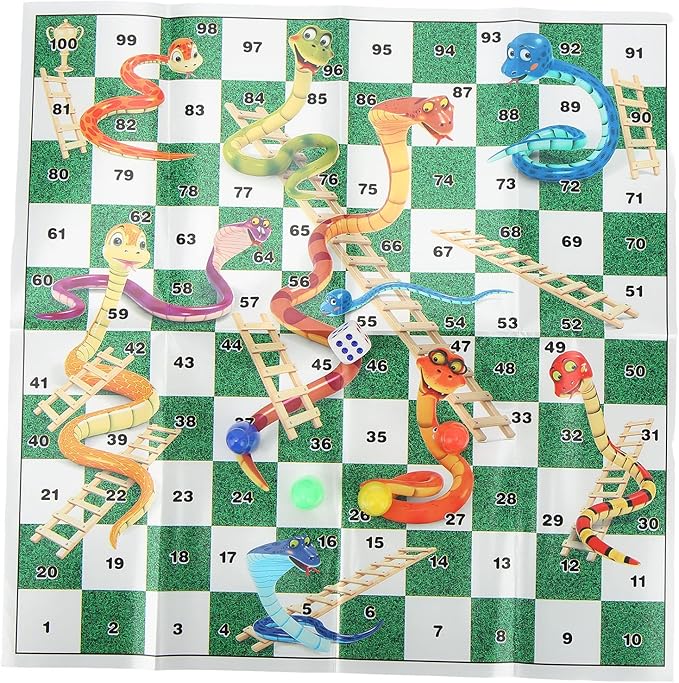 Snake Flying Chess Game 3 in 1 Interactive Portable Family Dice Game Set with Clear Box for Kids Adults