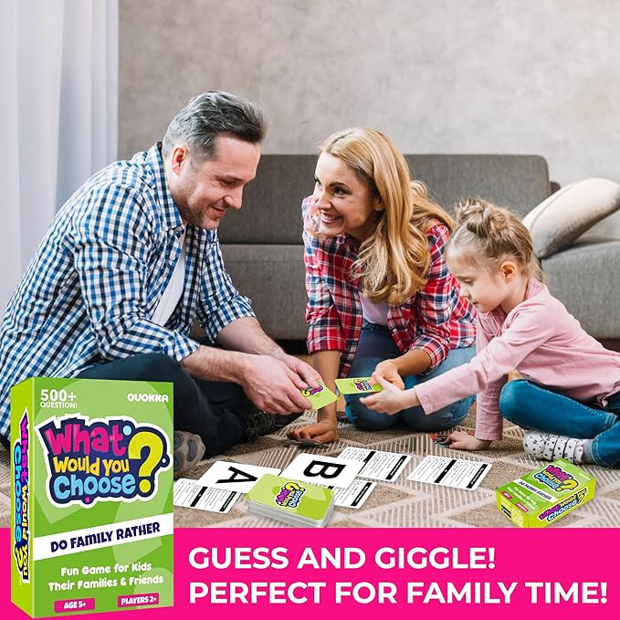 QUOKKA Board Games for Kids 8-12 – Family Games for Kids and Adults – What Would You Choose – 500+ Questions – Does Family Rather – Fun Card Game for Families and Teens