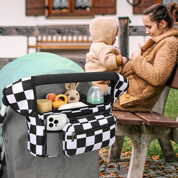 Accmor Universal Stroller Organizer with Insulated Cup Holder Detachable Phone Bag and Shoulder Strap,Stroller Bag Caddy Organizer Fits for Uppababy, Baby Jogger, Britax Strollers