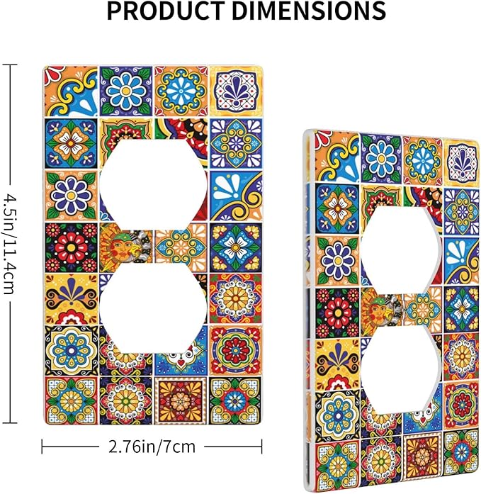 Talavera Mexican Tiles Outlet Covers Decorative Electrical Outlets Duplex Outlet 1-Gang Wall Plate Receptacle Wall Outlet Cover