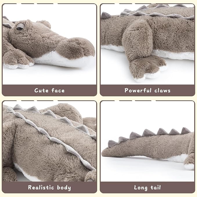 MorisMos 59inch Giant Alligator Stuffed Animal, Large Alligator Plush Toy, Big Stuffed Crocodile Gifts Kids Boys Girls