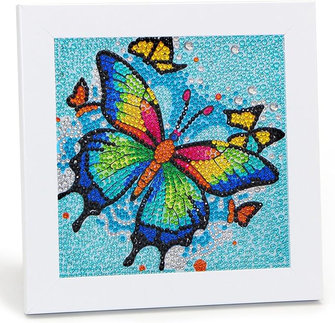 Libfx Diamond Art Kits for Kids with Frame Diamond Art for Girls Boys Beginners Arts and Crafts Ages 8-12 Birthday Gifts (Butterfly)