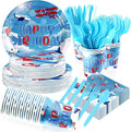 168Pcs Airplane Birthday Party Supplies Red and Blue Airplane Plates Napkins Cups Little Explorer Tableware Sets Pilot Plane Theme Decorations for Baby Shower Birthday Party Decorations Serves 24