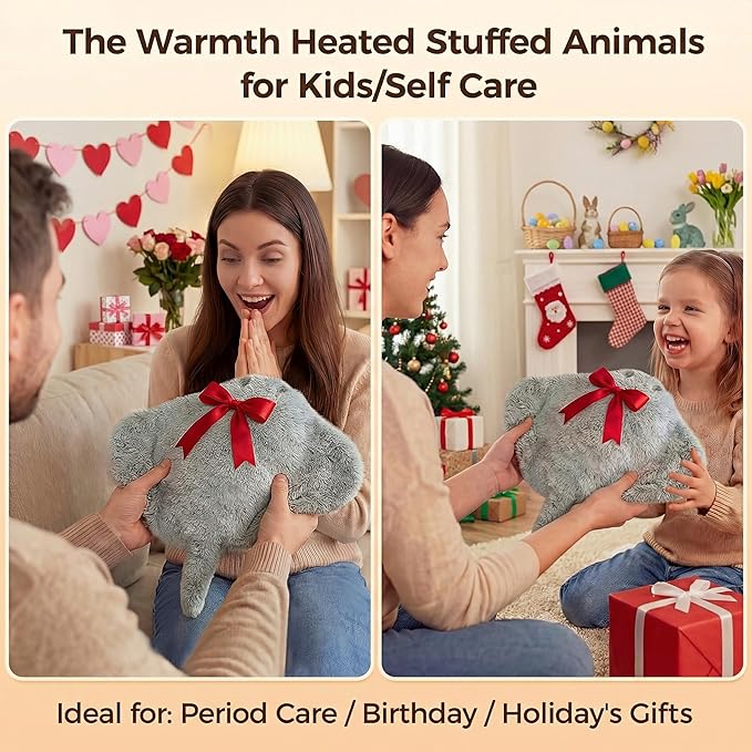 Mewaii Stingray Microwavable Unscented 1.6lbs Volcanic Rock Heating Pad 50-Minute Lasting Warmth Perfect Fit Heatable Stuffed Animals Plush for Period Cramps Menstruation Gifts for Girls Women