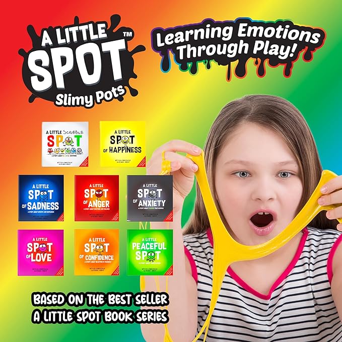 A Little Spot Slimy Pots Slime Toy Set, 8 Sensory Slime Pots for Kids, Social Emotional Learning Slime Kit, Calm Down Sensory Toys for Classroom or Home, Ages 3+
