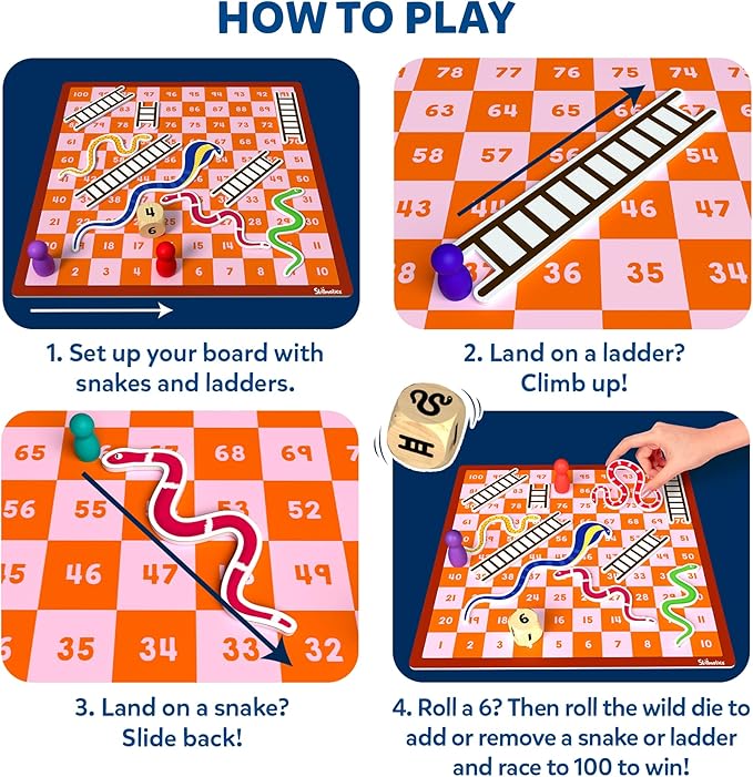 Skillmatics Snakes & Ladders - Magnetic & Customizable Board Game with a Twist, Classic Strategy Game for Family Game Night, Travel Toy & Gift for Boys, Girls, Teens & Adults, 2-5 Players