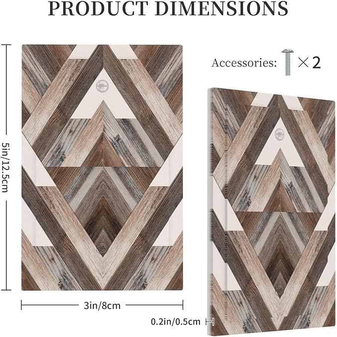 Polygon Collage Abstract Shapes Rustic Wood Panel Print Light Switch Cover Plate 1 Gang No Device Blank Electrical Wall Plates Faceplate Decorative Switch Plate Covers for Farmhouse Bedroom Decor