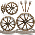 96Pcs Western Cowboy Party Paper Plates and Napkins for Western Party Supplies Wooden Wagon Wheels Themed Paper Dessert Plates Tableware Set for Kids Boys 24 Guests Birthday Party Decoration