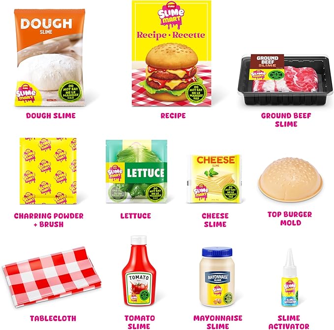 Slime Mart Small Basket by ZURU, Toy, Arts & Crafts for Kids and Kidults, Soft Slime Making Kit - Slime Kit for Girls Ages 6-10 - Fun Gift Idea for Boys Girls - Fidget Toys - Sensory Toys (Burger)