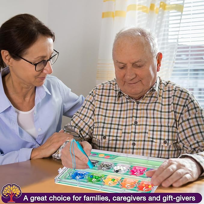 Activities for Elderly with Dementia, Wooden Handhold Dementia Games for Seniors, Easy Magnetic Alzheimers Activities for Parkinson Patients, Memory Care Cognitive Puzzle Matching Board (Green)