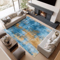 Modern Abstract Living Room Rug 5.2×6.6ft Washable Area Rugs for Bedroom, Ultra-Thin Non Slip Stain Resistant Soft Carpet for Dining Room Table College Dorm Classroom Home Office Decor