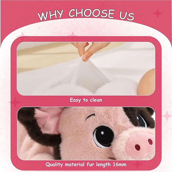 GILFWM 25" 5 lbs Weighted Stuffed Animals Pig :Big Large Weighted Plush Animal,Cute Plushie Pillow Toys,Extremely-Soft Washable Weighted Plush Pillowfort Gifts for Adults Kids Girls Boys