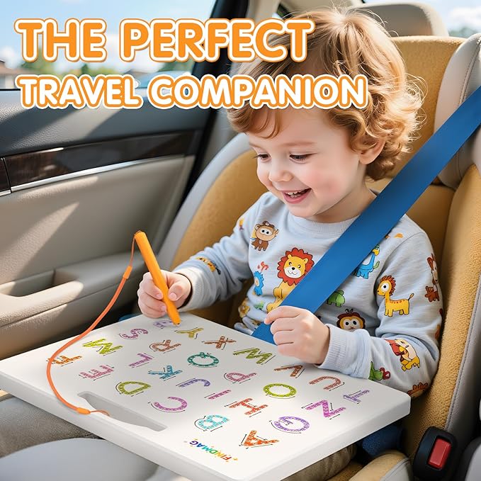 FINDMAG Magnetic Letter Board, Double Sided Alphabet Magnets Tracing Board for Toddlers, Uppercase & Lowercase ABC Boards for Learning Practice, Handwriting, Preschool Educational Gifts for Children