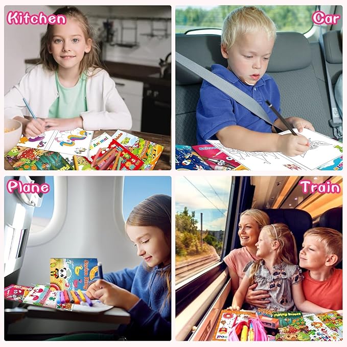 Kalysky 24 Pack Mini Coloring Books for Kids Ages 4-8 (7 * 5.1in), Party Favors Bulk Coloring Books for Toddlers 1-3, 288 Different Illustrations, Birthday Goodie Bags Stuffers for Kids
