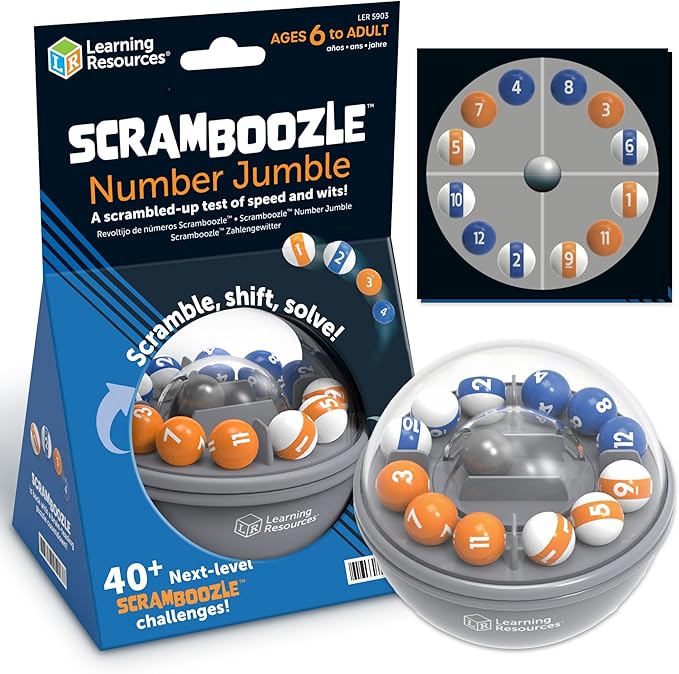 Learning Resources Scramboozle Number Jumble - 3D Brain Teasers for Kids and Adults, Puzzles for Teens, Critical Thinking and Problem Solving Game, Travel Toy, Fidget Toys, Gifts for Boys and Girls