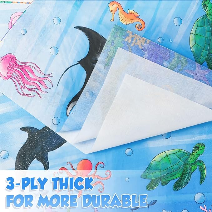 WERNNSAI Ocean Birthday Party Decorations - 48 Pcs Shark Theme Party Decorations Ocean Party Plates and Napkins for Kids Boys Under The Sea Birthday Baby Shower Party Serve 16 Guests
