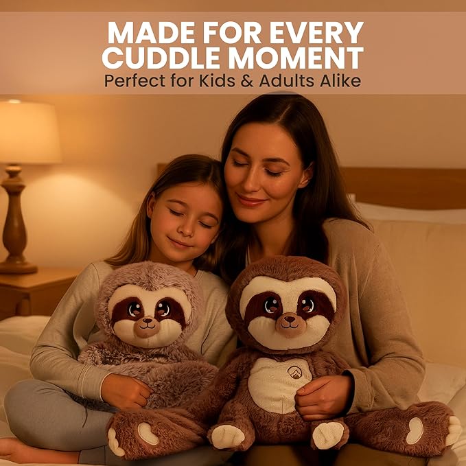 Huggle Healers Weighted Stuffed Animals for Adults, Teens and Kids - 36 Inch Long Plush Arms for Hugs - 4.5lb Sloth Stuffed Animal Plushies - Marshmallow Sloth