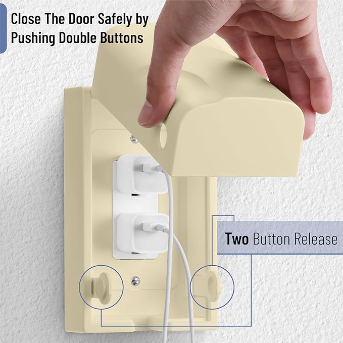 Bates - Baby Safety Outlet Cover Box, Light Almond, Outlet Covers Baby Proofing, Plug Covers for Electrical Outlets